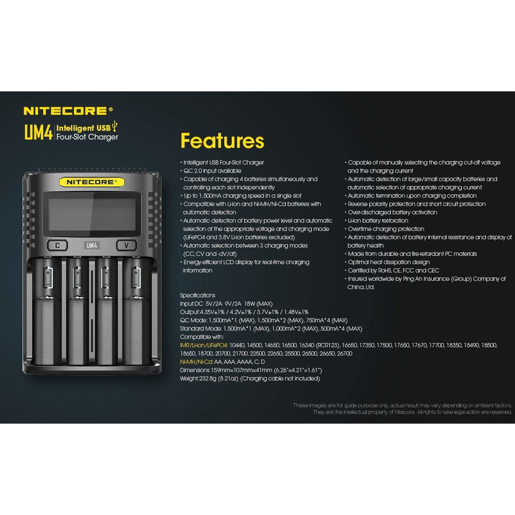 Nitecore UM4 Intelligent Charger 4 Slot (Nitecore) - Premium eJuice