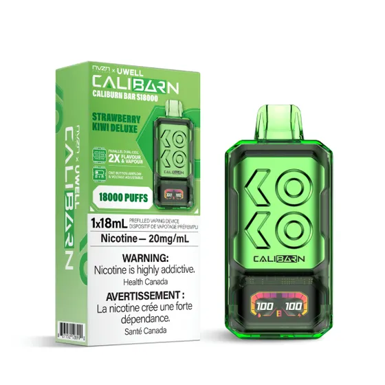 nvzn uwell caliburn bar 18k disposable strawberry kiwi deluxe