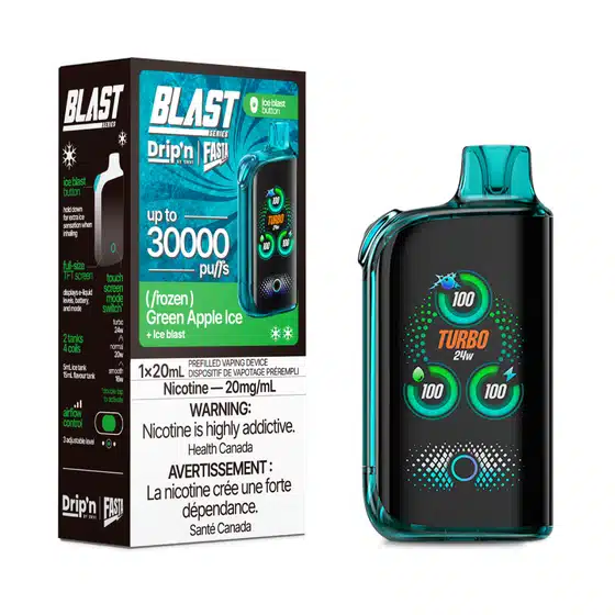 drip'n by envi fasta blast series 30k disposable green apple ice
