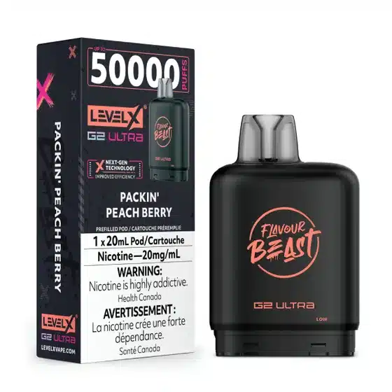 level x flavour beast g2 ultra packin' peach berry